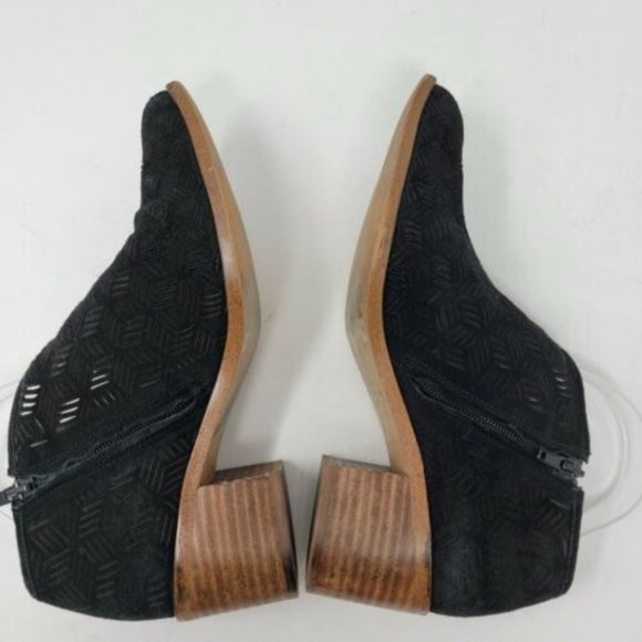 1.State Iddah Booties Cutaway Perforated Leather Black Side Zip Boots Shoes 8 - Picture 6 of 11